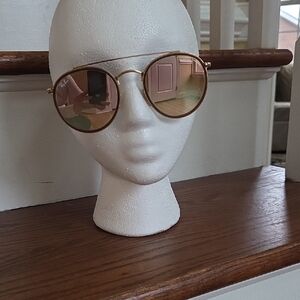 Ray Ban Double Ban sunglasses with gold frame and brown reflective lenses
